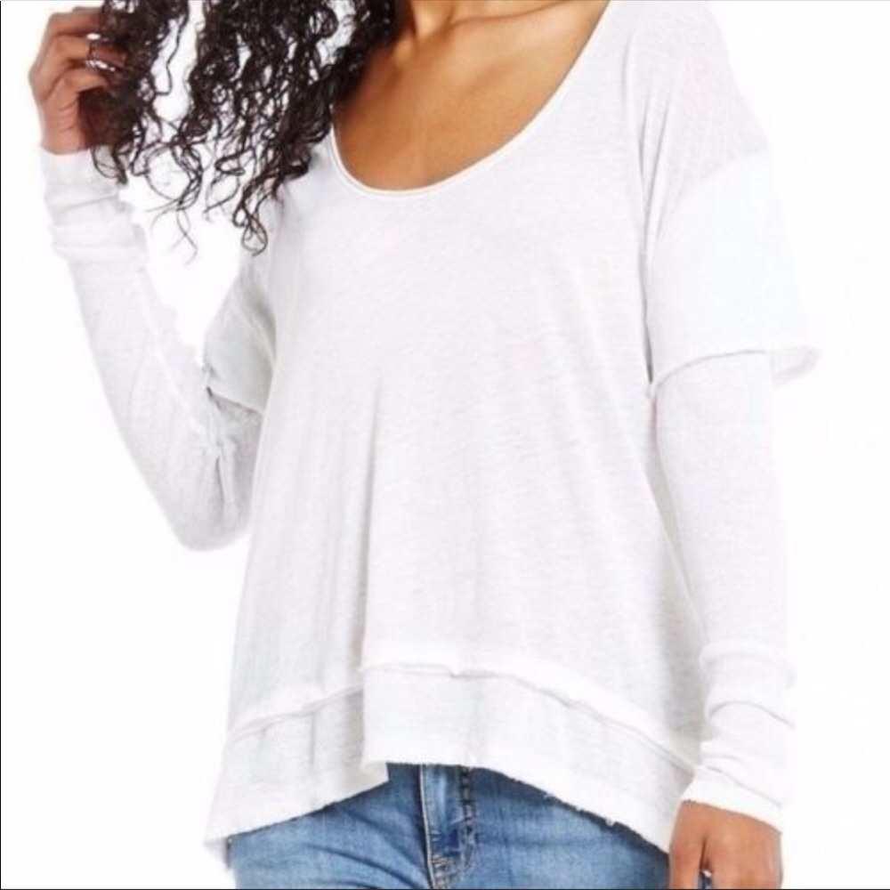 Free People White Magic Tee Layered Long Sleeve XS